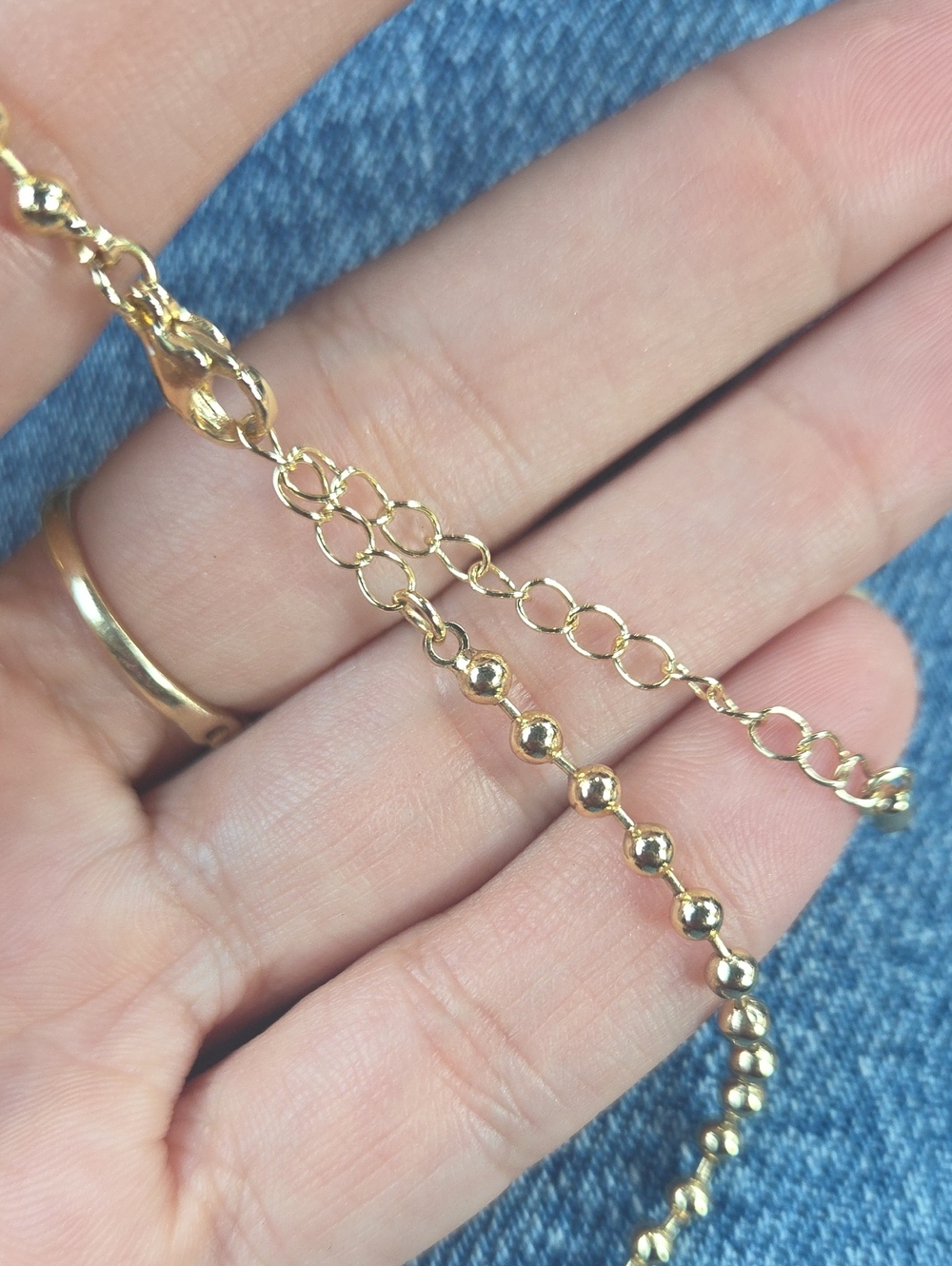 Stunning Gold Ball Chain Necklace with Pear-Cut Crystal Georgian Pendant - Picture 5 of 6